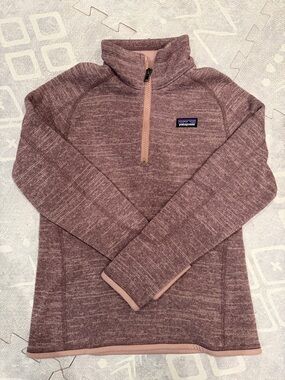 Patagonia Mauve Heather Quarter-Zip Turtleneck Sweater